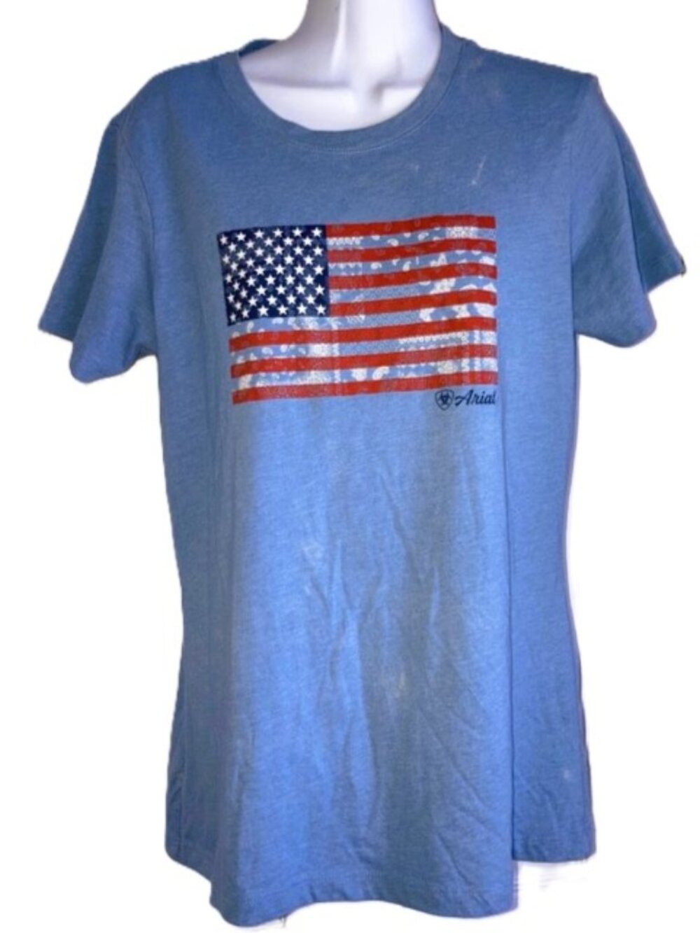 ARIAT Patriotic Flag with Paisley Accents Womens T-shirt Womens Size Large